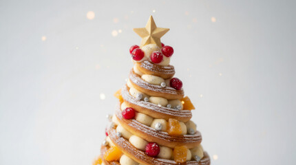 Christmas tree dessert with berries and star