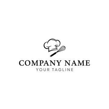 elegant culinary logo featuring chefs hat and utensils for restaurant branding.