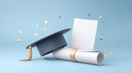 Graduation day Diploma, cap, and confetti create joyous atmosphere