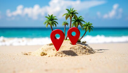 Obraz premium The tropics, with their paradise beaches of fine white sand, turquoise waters, and lush coconut trees