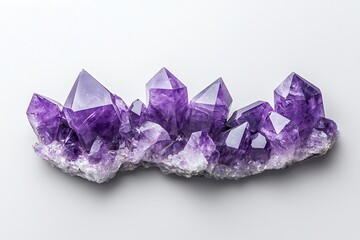 Fototapeta premium Amethyst Crystal Geode with Vibrant Purple Formations on a Light Background