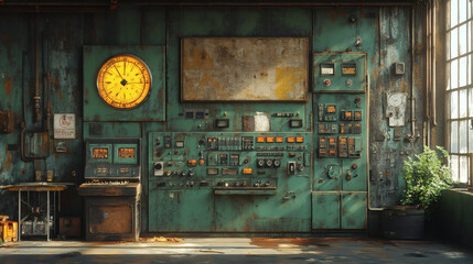 Create a minimalist industrial depiction of an industry