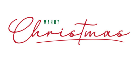 Merry Christmas Typography Hand Lettering Logo on White Background