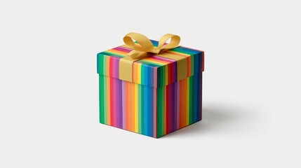 Obraz premium Colorful gift box with golden ribbon isolated on white background