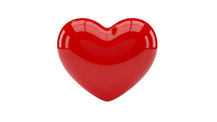 Fototapeta premium Shiny red heart 3D render isolated on transparent background with a slight reflection