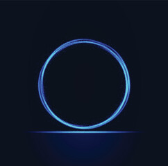 Abstract blue glowing circular ring effect for futuristic digital design background