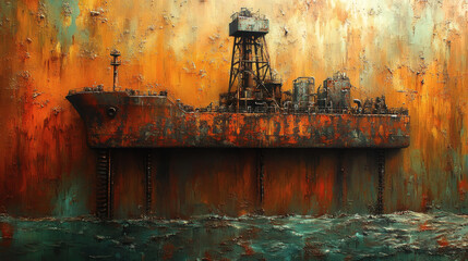 Create a minimalist industrial depiction of a oil 
