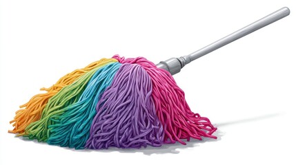 Colorful mop isolated on white background for cleaning and hygiene