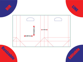 Bag Packaging Template With Handle Cutouts and Dimensions