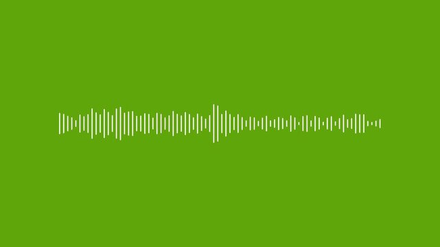 Abstract audio wave visualization voice record animation on green screen background. Sketch of musical soundtrack. Audio waves frequency and spectrum. Sound waves for online audio streaming.