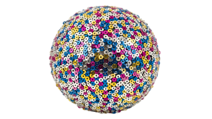 Colorful beads on a sphere isolated on a transparent background multicolored blue