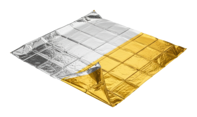 Emergency thermal blanket safety gear survival isolated on transparent background
