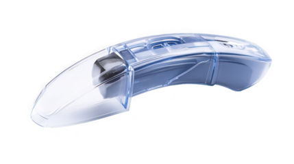 Modern Transparent Ergonomic Wireless Computer Mouse Isolated on White Background