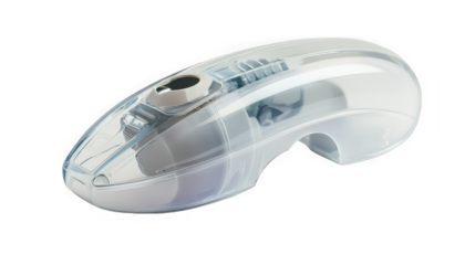 Modern Transparent Ergonomic Wireless Computer Mouse Isolated on White Background