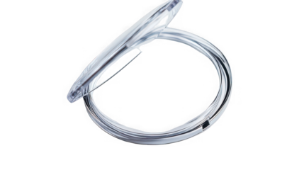 Empty Transparent Plastic Makeup Compact Case with Open Lid Isolated on White Background