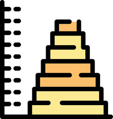 Stacked blocks forming an upward trend next to a ruler, symbolizing growth measurement and progress