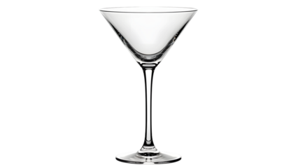 Empty martini glass isolated on a transparent background empty glass cocktail glass clear glass stemmed glass