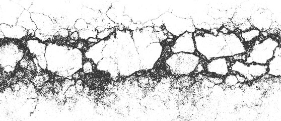 Black and white cracked asphalt texture with granular detail broken grunge