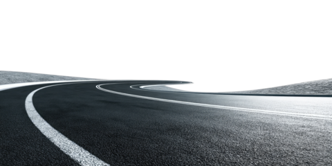 A winding road curves into a dark, abstract background