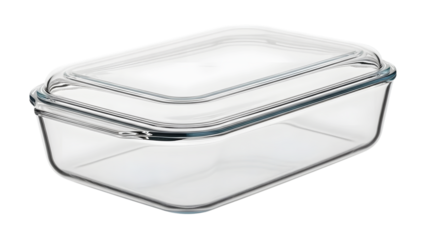 Glass baking dish with lid isolated on a transparent background container clear