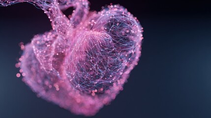 Abstract pink networked structure against dark backdrop conceptual design