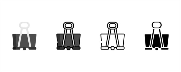 Paper Binder Clip Icon Set for Documents