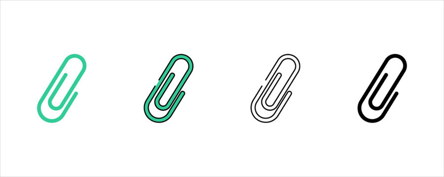 Paper Clip Icon Set for Office Supplies