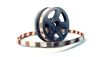 Obraz premium Film reel and strip on white background vector illustration