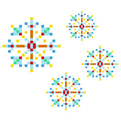 Pixel Colorful Fireworks Celebration