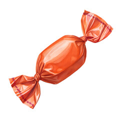 Watercolor Orange Wrapped Candy isolated on a transparent background