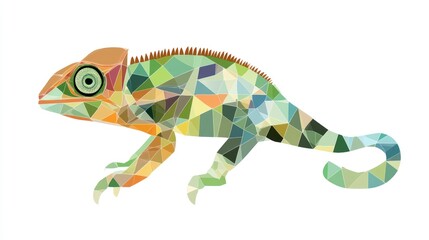 Geometric chameleon illustration on white background for design projects
