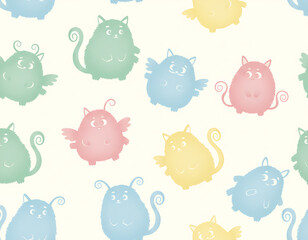 Delightful new pattern with charming pastel fantasy creatures for children's designs and products