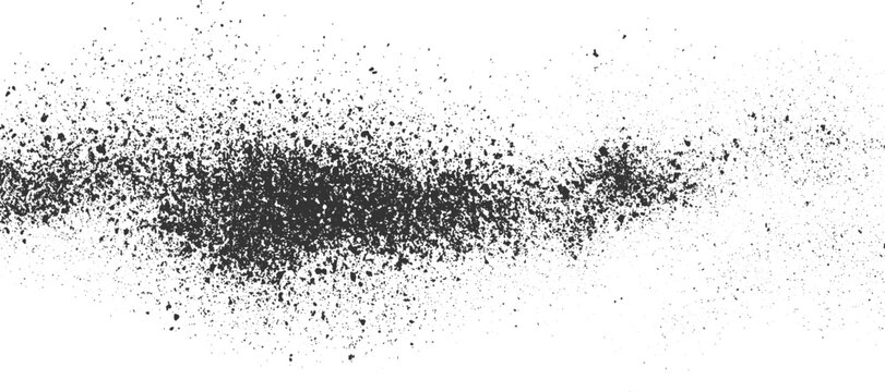 Dark grey spray paint splatter texture on white background