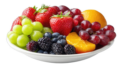 Assortment of fresh, colorful fruits in a white bowl