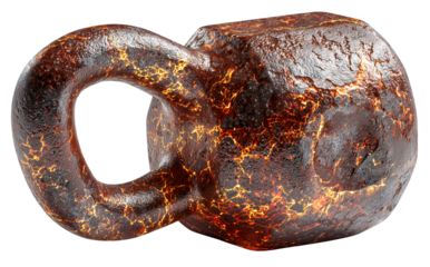Kettlebell lava molten glowing heat fitness gym strength training metal kettlebell glowing with molten lava texture, fiery crackle detail, intense heat effect, dramatic fitness concept, isolated