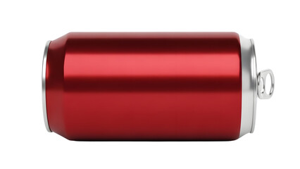 Red soda can with silver trim and pull tab isolated on a transparent background drink beverage