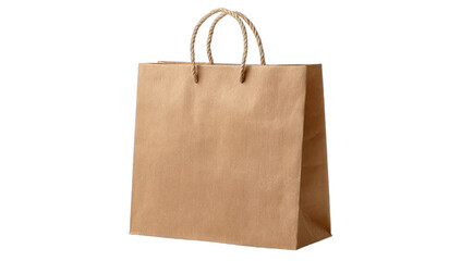 A brown paper shopping bag with handles, isolated on a black background