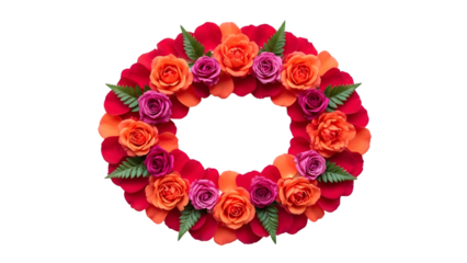 Vibrant floral wreath isolated on transparent background