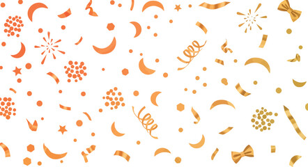 Vibrant orange and yellow confetti pieces scattered on a white background for celebration and party decoration inspiration