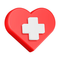 Fototapeta premium heart plus icon 3d render red color
