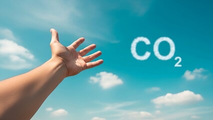 Reaching for clean air, controlling co2 levels, reducing greenhouse gas emissions, climate change solutions, sustainable future, environmental protection