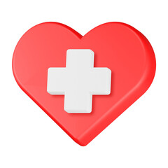 Fototapeta premium heart plus icon 3d render red color