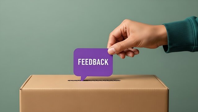 Submitting anonymous feedback via ballot box, customer review collection, employee opinion survey, suggestion box mechanism concept