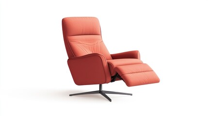 Fototapeta premium Modern red recliner chair isolated on white background for interior design