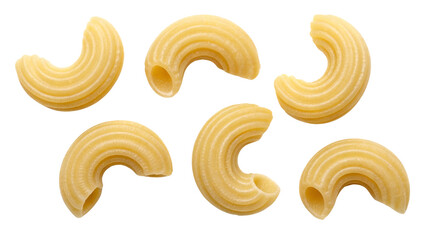 Pasta Elbow Macaroni with Ridges isolated on white background