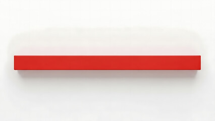 Minimalist abstract 3D render of a solid red rectangular bar floating against a clean white background with soft shadow.