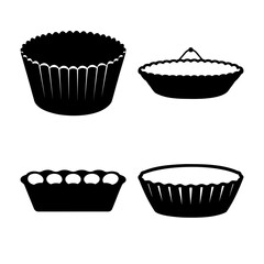 Baking molds and trays silhouettes set for pastry cooking