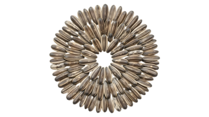 Silver metal decorative wall piece with oval shaped isolated on a transparent background wall oval shaped circular pattern