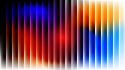 Abstract Dark Gradient Background with Vertical Light Stripes and Soft Glow in Multicolor Neon Tones. 