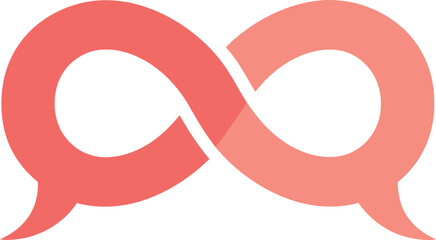 Two overlapping peach colored speech bubbles in conversation